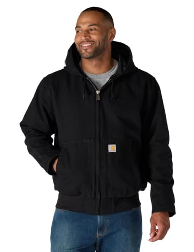 Carhartt Men's Loose Fit Washed Duck Insulated Active Jacket (Regular and Big & Tall Size)-Black-Large