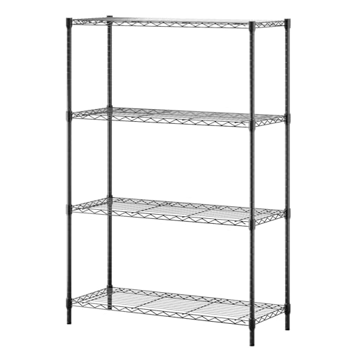 BestOffice | 4-Tier Wire Storage Shelves | 36x14x54 | Black | with Adjustable Racks | Heavy-Duty Metal Shelf, Holds Upto