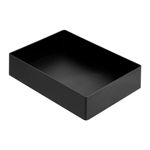 Amazon Basics Rectangular Plastic Desk Organizer with Storage Trays, Accessory Tray, 9.4 x 6.7 x 2 inch, Black, 1 Pack