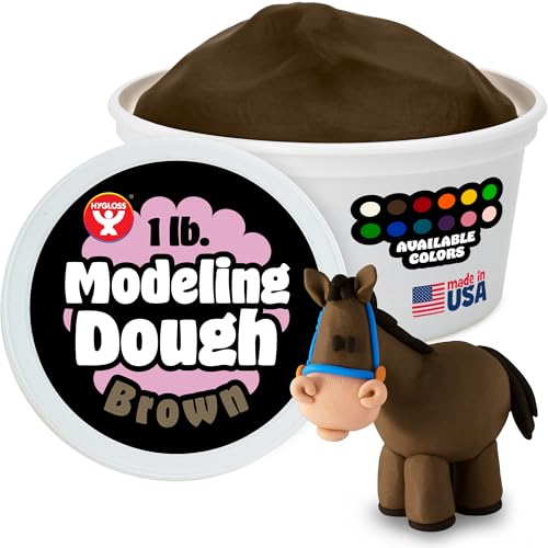 Hygloss Play Modeling Dough for Kids – Safe & Non-Toxic Sensory Dough for Arts and Crafts – 1 lb Tub – Play Clay for Toddler Activities, Preschool Classroom Must-Haves – Brown Color, Unscented
