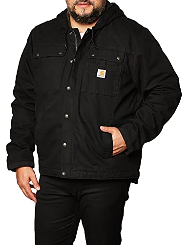 Carhartt Men's Relaxed Fit Washed Duck Sherpa-Lined Utility Jacket-Black-X-Large