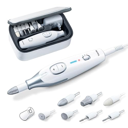 Beurer MP 42 German EngineeringI Manicure Pedicure Kit for women I German Engineering I Electric Nail File with 7 Sapphire &amp; Felt Attachments I Fo
