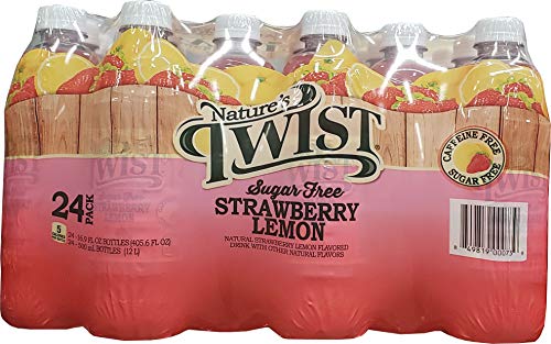 Nature’s Twist Sugar Free Strawberry Lemonade with Real Fruit Juice - Caffeine Free, Low Sodium, Natural Flavor, 16.9 Fl Oz Bottles (24-pack)