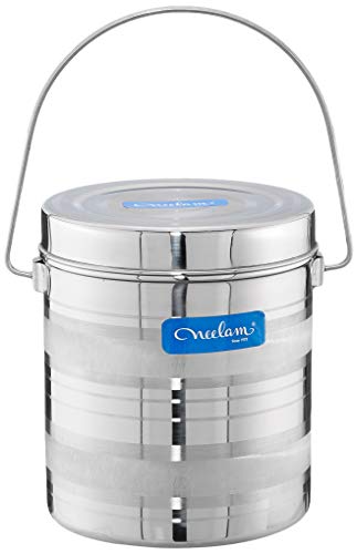 Neelam Stainless Steel Size 15 22 Gauge Diamond Milk Pot with Wire Handle, 3650 ml, Silver Finish, Trusted Quality & Elegant Air Tight Storage Contain