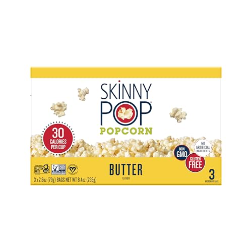 SkinnyPop Popcorn, Butter Microwave, 2.8oz, 12 Boxes (3 Bags per Box)