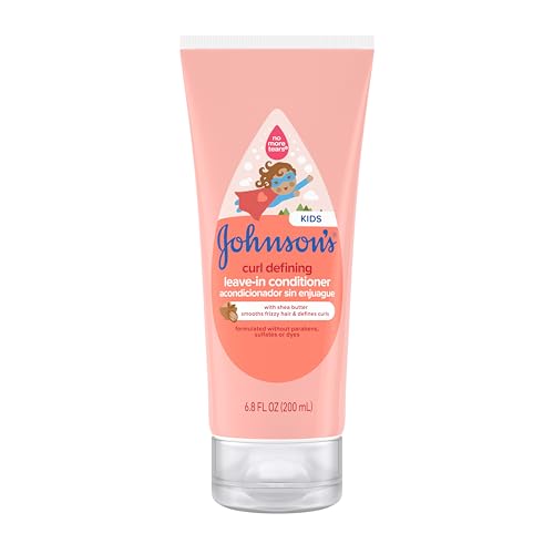 Johnson's Kids Curl Defining Leave-In Conditioner + Shea Butter, Tear-Free, Paraben-, Sulfate- & Dye-Free, Hypoallergenic & Gentle for Toddlers' Haircare, Bath Essentials, 6.8 fl. oz