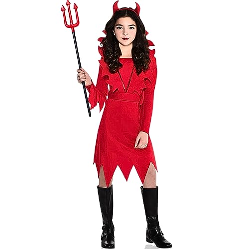 SUIT YOURSELF Devious Devil Halloween Costume for Girls, Medium, Includes Dress, Headband, Collar