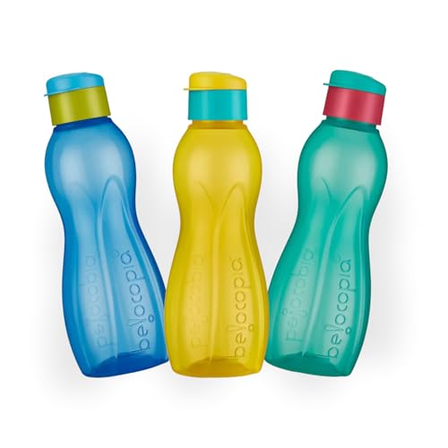 Belocopia - Hiero Premium Plastic Water Bottle Set with Flip Cap (Set of 3, 750 ml, Multicolor) Belocopia - Hiero Premium Plastic Water Bottle Set wit