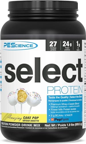 PEScience Select Protein Powder, Whey and Casein Blend, Clean Protein Powder for Women and Men, Low Calorie, Low Carb, Keto Friendly, Gluten Free - Cake Pop - 27 Servings