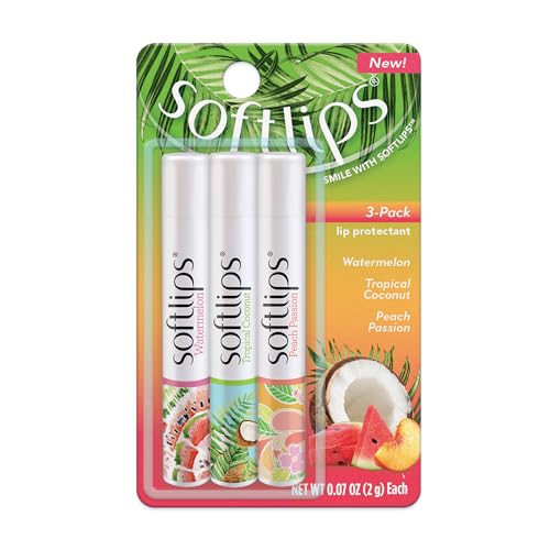 Softlips Daily Lip Moisturizer For Very Dry Lips, Tropical Flavored Lip Balms, Hydrates, Soothes & Prevents Dry, Chapped