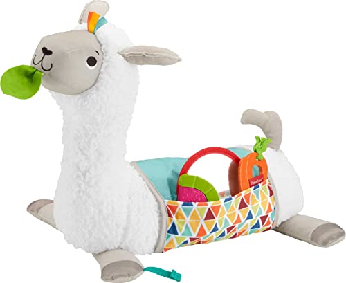 Fisher-Price Baby Toy Grow-with-Me Tummy Time Llama Wedge Support with Mirror, Teether & Rattle for Developmental Play Newborns Ages 0+ Months