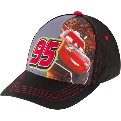 Disney boys Toddler Hat for Boyâ€™s Ages 2-7, Lightning Mcqueen Kids Cap, Washed Sunhat Baseball Cap, Black Red, 4-7 Years US