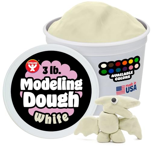Hygloss Play Modeling Dough for Kids – Safe & Non-Toxic Sensory Dough for Arts and Crafts – 3 lb Tub – Play Clay for Toddler Activities, Preschool Classroom Must-Haves – White Color, Unscented