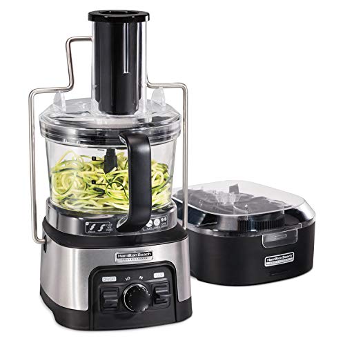 Hamilton Beach Professional Stack & Snap Food Processor & Veggie Spiralizer for Slicing, Shredding and Kneading, Extra-Large 3" Feed Chut...
