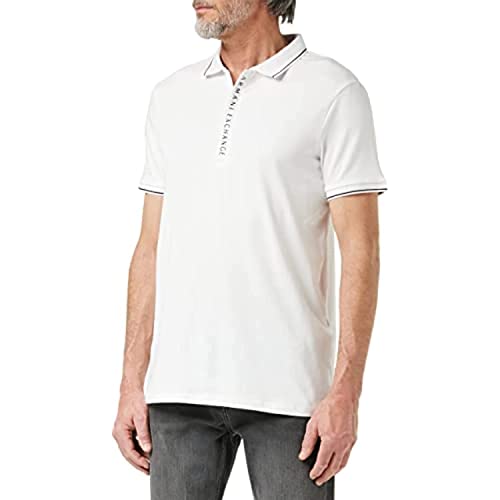 Armani Exchange A|X Mens Logo Zip Jersey Polo Shirt, Black, Medium US