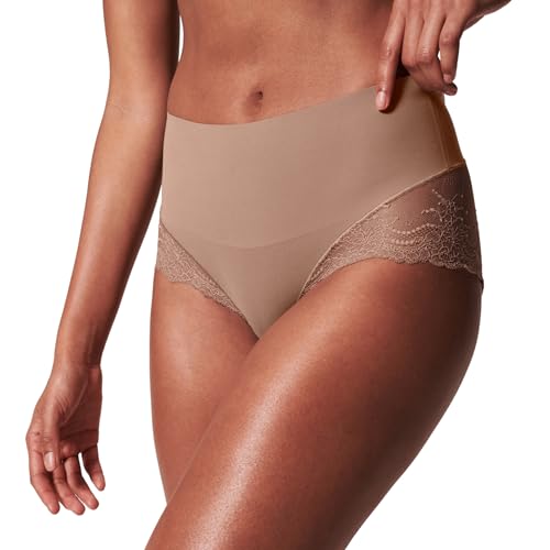 SPANXsmooth Undie-tectable Lace Hi-Hipster - For Core Control - Comfortable Lace Shapewear Underwear - No Visible Panty Lines - Cafe Au Lait - Large
