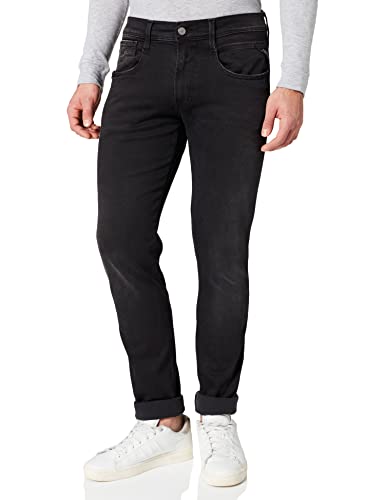 (-34%) Replay Herren Jeans Anbass Slim-Fit Hyperflex Cloud mit Stretch, Black 098 (Schwarz), 36W / 34L