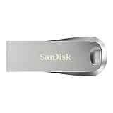 SANDISK Ultra Luxe Pendrive, USB Type-A, 64 GB (Unidad Flash, Velocidad de lectura hasta 150 MB/s, USB 3.2 Gen 1 + USB 3.0 compatible, Protección con Contraseña, RescuePRO Deluxe, Metálico) Plata