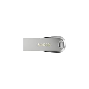 SANDISK Ultra Luxe Pendrive, USB Type-A, 64 GB (Unidad Flash, Velocidad de lectura hasta 150 MB/s, USB 3.2 Gen 1 + USB 3.0 compatible, Protección con Contraseña, RescuePRO Deluxe, Metálico) Plata