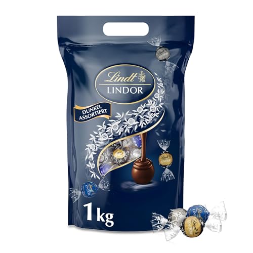 (-23%) Lindt LINDOR Schokoladen Kugeln Dunkle Mischung | 1 kg Beutel, wiederverschliessbar | ca. 80 Kugeln dunkle Schokolade (50%, 60% & 70% Kakao) | Grosspackung | Pralinen Geschenk | Schokoladengeschenk