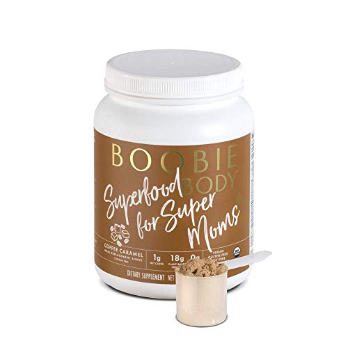 Boobie Body Superfood Protein Pregnancy and Postpartum Meal Replacement Shake, Coffee Caramel Flavor | 19g Protein | Safe for Lactation & Motherhood | Organic, Vegan, Zero Sugar, 1 Tub (20 Servings)