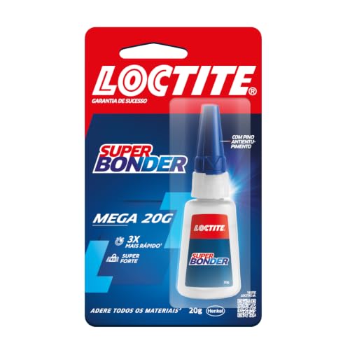 Loctite Super Bonder Mega, Adesivo Instantâneo, Transparente, 1x20g | Seca em 5 Segundos, Cola Madeira e Metal, Bico Preciso, Tampa Antientupimento, Resistente à Umidade e Impactos