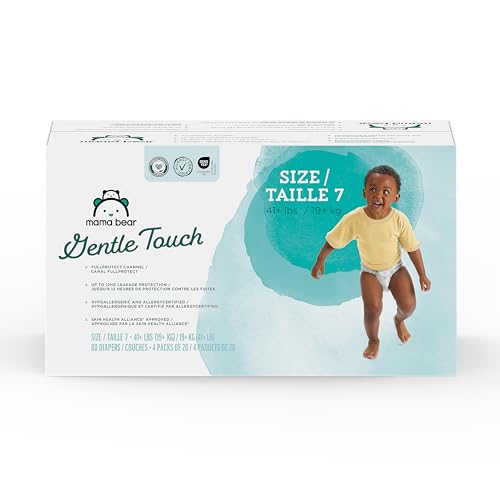Amazon Brand - Mama Bear Gentle Touch Diapers, Size 7, 80 Count (4 packs of 20)