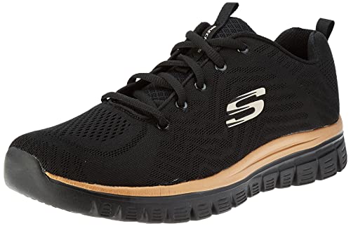 (-48%) Skechers Damen Graceful Get Connected Trainers, Black Mesh/Rose Gold Trim, 39 EU