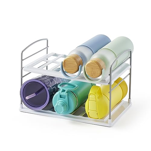 YouCopia UpSpace Water Bottle and Travel Mug Cabinet Organizer, Adjustable Storage Rack for Kitchen Organization, 2-Shelf