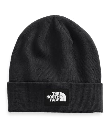 THE NORTH FACE Dock Worker Recycled Beanie | Deep Fit, Cuffed Winter Hat for Men & Women with Woven Logo Patch, TNF Black, One Size