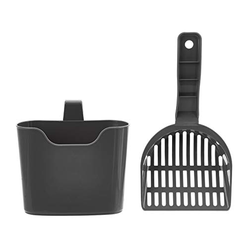 Amazon Basics Durable Litter Scoop for Cat Litter Box, with Holder, Efficient Scooper
