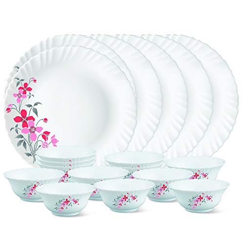 Floral Glass Florethali Set (White)-18 Pieces