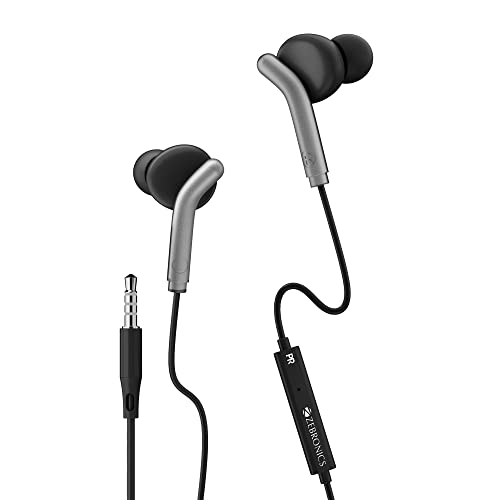 ZEBRONICS BRO 3.5mm Wired Earphones, in-Line MIC, Deep Bass, 1.2m Strong and Long Lasting Cable, Light Weight, Compatible with Mobile | Tablet | Lapto