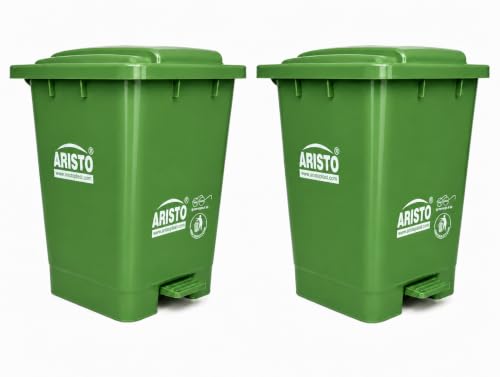 ARISTO Step-On Plastic Pedal Garbage Waste Dustbin 45 LTR (Green + Green) Combo