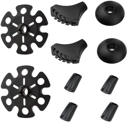 Aihoye Hiking Walking Sticks Rubber Tips 10 Pack with Snow Baskets and Mud Baskets