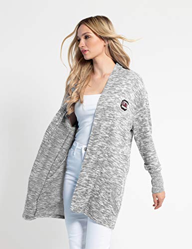 Chicka-d South Carolina Fighting Gamecocks Women's Cozy Fleece Cardigan Heather Grey, Medium