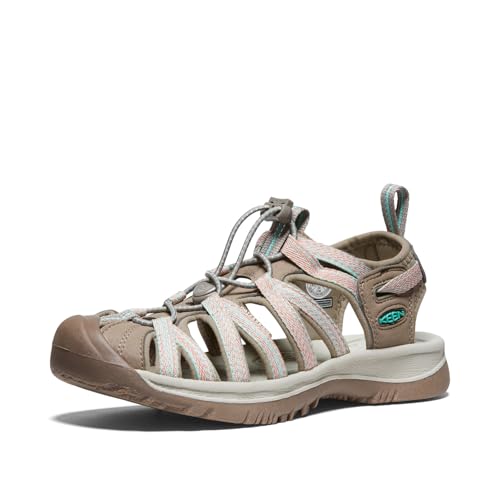 KEEN Women's Whisper Closed Toe Durable Comfortable Easy On Washable Adventure Sandals,Taupe/Coral,8