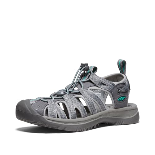 KEEN Women's Whisper Closed Toe Sport Sandals, Medium Grey/Peacock Green, 10 US