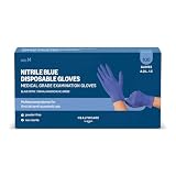by Amazon Guantes Desechables de Nitrilo Azules, sin Polvo, Talla M, Paquete de 100