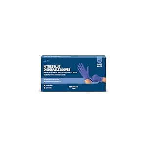 by Amazon Guantes Desechables de Nitrilo Azules, sin Polvo, Talla M, Paquete de 100