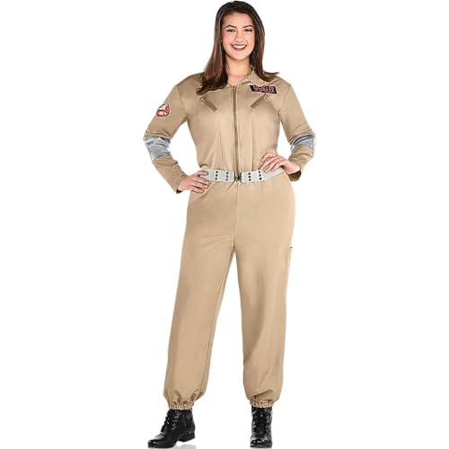 amscan Women's Classic Beige Ghostbuster Costume Set - Plus XXL (18-20), 1 Set - Iconic Movie Outfit - Ideal for Parties & Cosplay Events