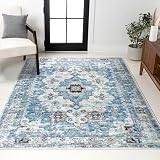 JONATHAN Y — JONATHAN Y Modern Boho Vintage Medallion Cream/Blue Indoor Area Rug, 3x5, Bohemian, Traditional, Easy-Cleaning for Living Room, Bedroom, Kitchen, Pet Friendly, Non-Shedding (MDP202A-3)