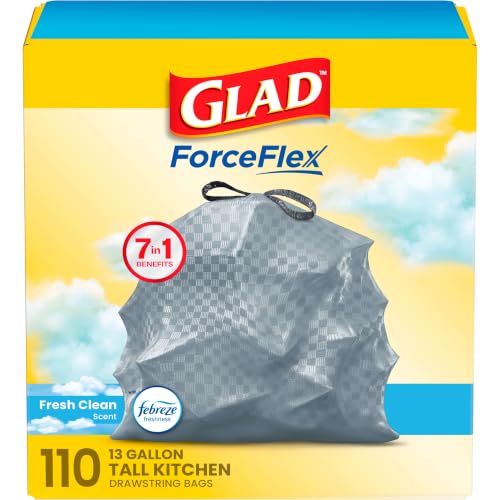 Glad Tall Kitchen Drawstring Trash Bags Odorshield 13 Gallon White