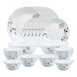 Larah by Borosil Millenia Opalware Dinner Set 28 Pcs White
