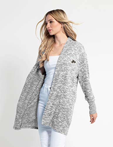 Chicka-d Purdue Boilermakers Women's Cozy Fleece Cardigan Heather Grey, Small