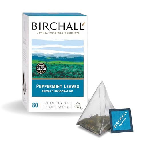 Birchall Tea Bags, Peppermint Tea Gift Set, Caffeine Free Tea Bursting with Full Flavour, Perfect 80 Plant-Based Prism Tea Bags