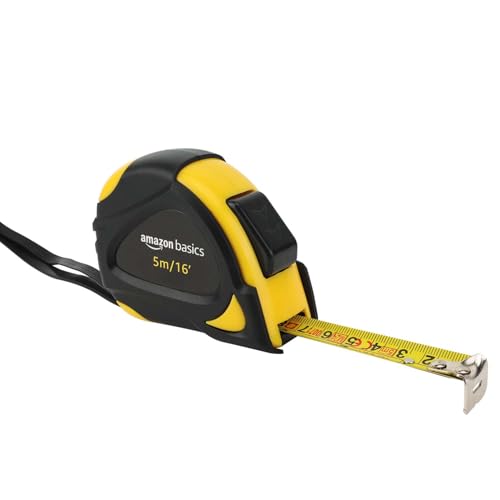 Amazon Basics Self-Locking Tape Measure, MID Accuracy, 16-Feet (5-Meters), Black, YellowTape Measure 25 ft, 6 Pack Bulk