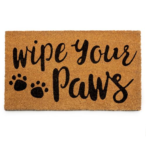 PLUS Haven Coco Coir Door Mat with Heavy Duty Backing, Wipe Your Paws Doormat, 17.5" x 30" Size, Easy to Clean Entry Mat, Beautiful Color and Sizing for Outdoor and Indoor uses, Home Décor