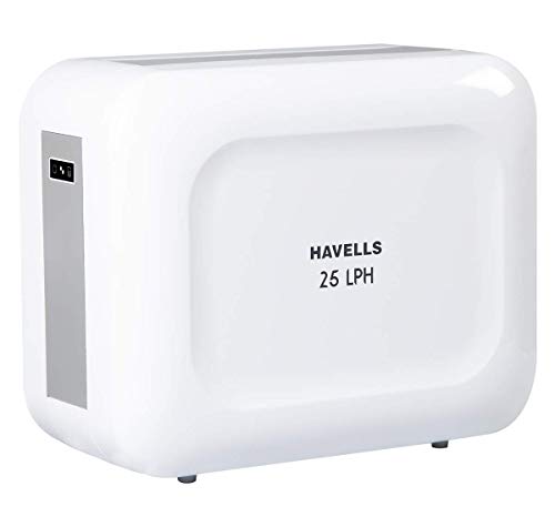 Havells 25 LPH Water Purifier (White and Grey), Absolutely Safe RO+UV + pH Balance, Compact and Stylish Design, Floor & Wall mounting with 8 Stages,Su