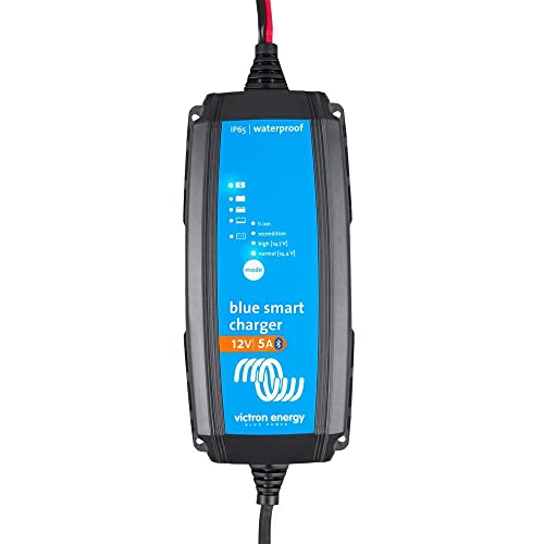 Victron Energy Blue Smart IP65 Smart Car Battery Charger 12V 5A, Float & Trickle Charger and Desulfator for Motorcycle, ATV, RV, Lithium and Deep Cycle Batteries